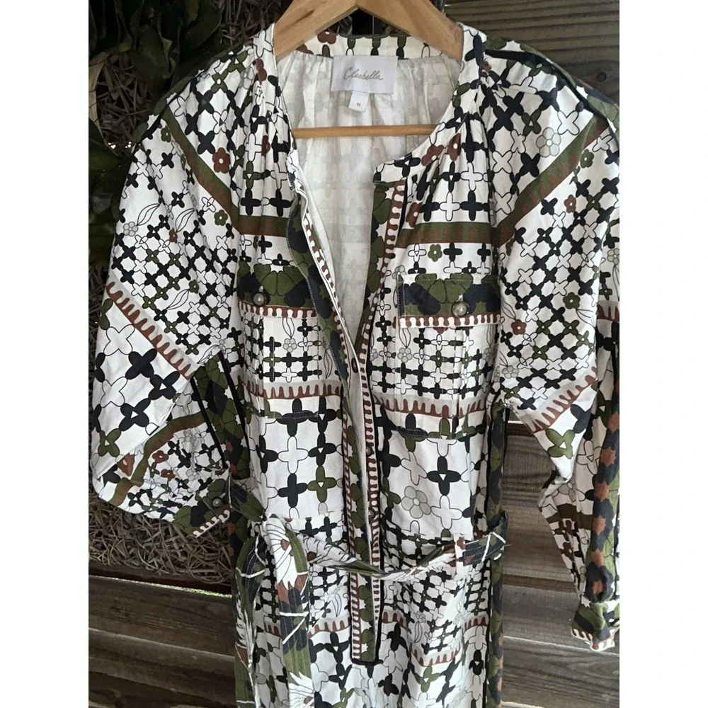Cleobella Nadia Art Deco Print Organic Cotton Jumpsuit Size Medium - Picture 4 of 8